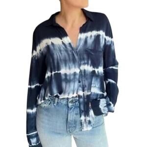 Young Fabulous & Broke Tie Dye Button Down Top XS Blue